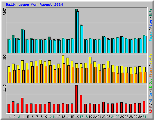 Daily usage for August 2024